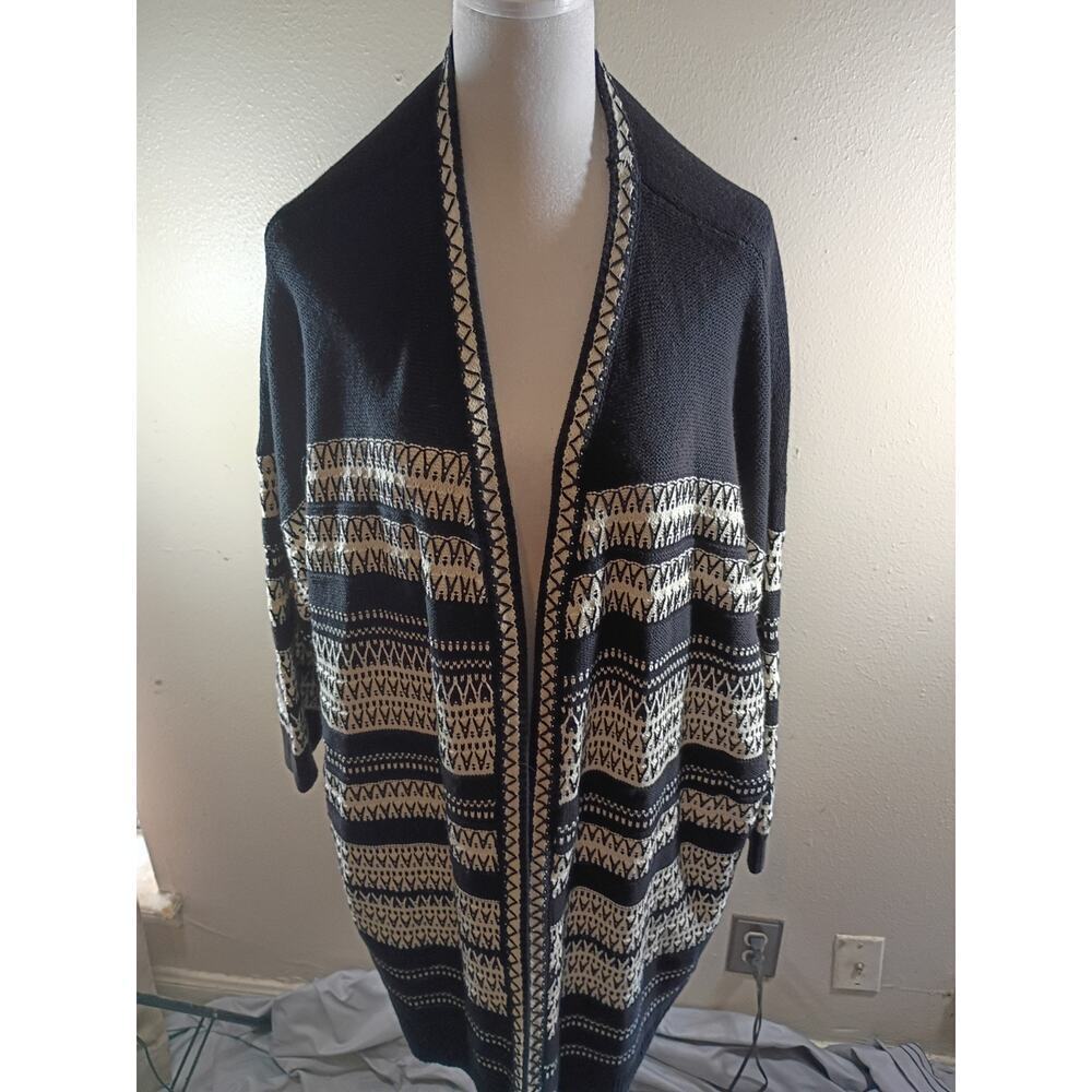 Lane Bryant Long Cardigan Sweater Black White Sz 28